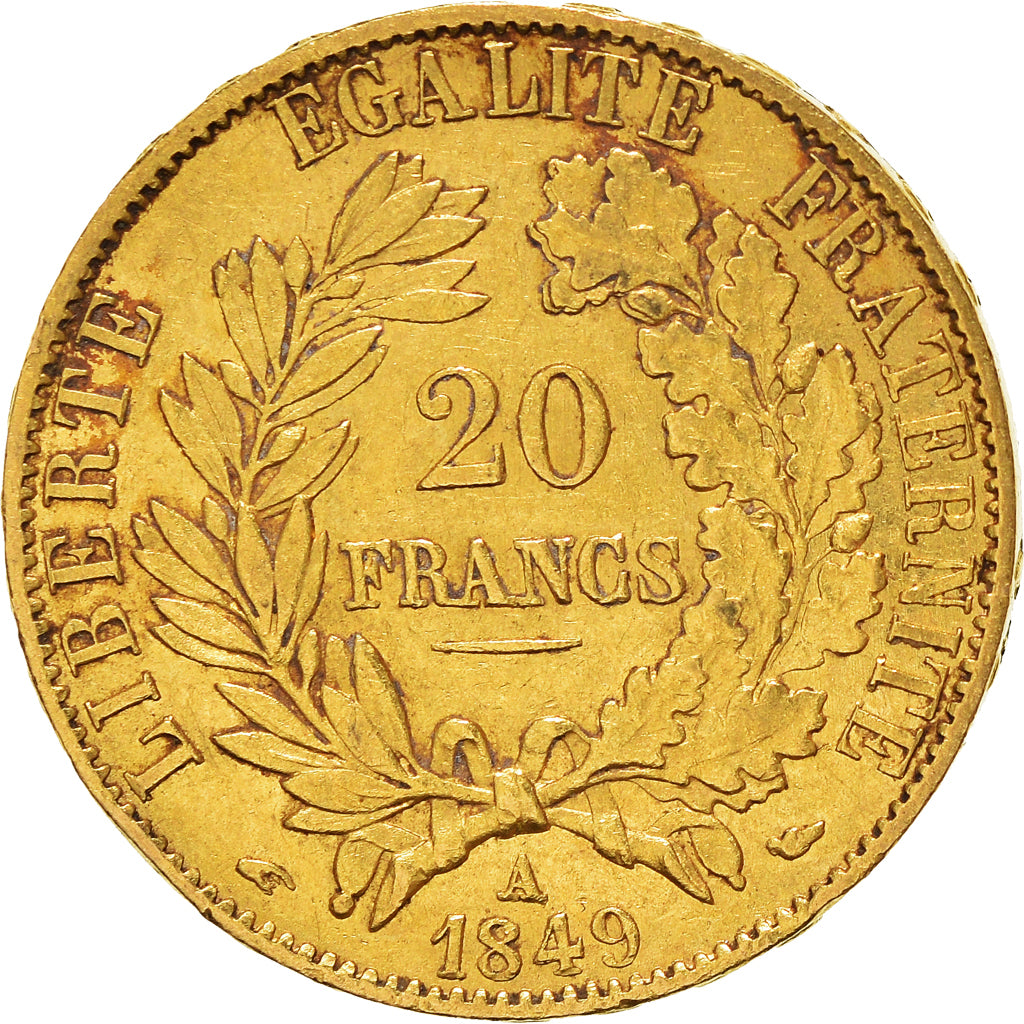 Münze, Frankreich, Cérès, 20 Francs, 1849, Paris, SS+, Gold, KM:762