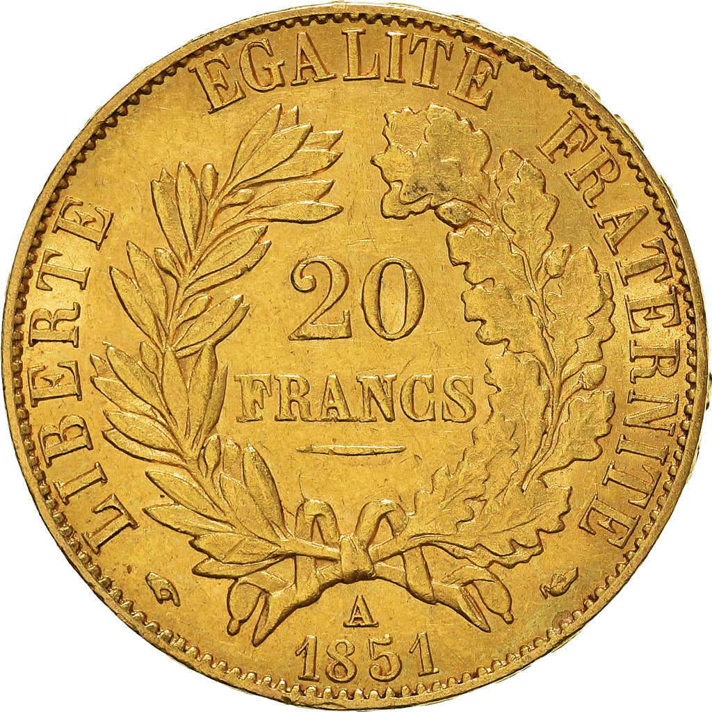 Münze, Frankreich, Cérès, 20 Francs, 1851, Paris, SS+, Gold, KM:762