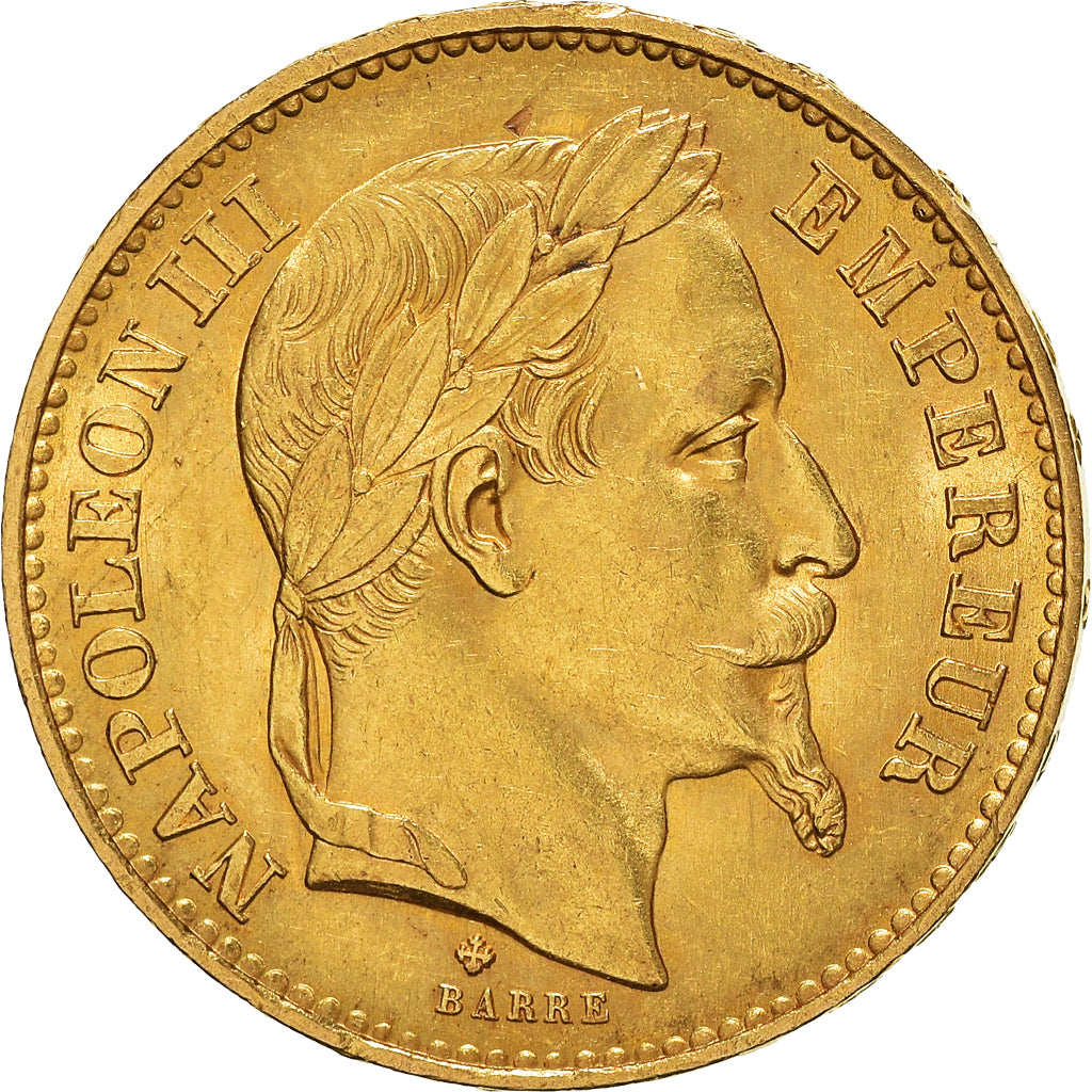 Coin, France, Napoleon III, 20 Francs, 1869, Strasbourg, AU(55-58), Gold