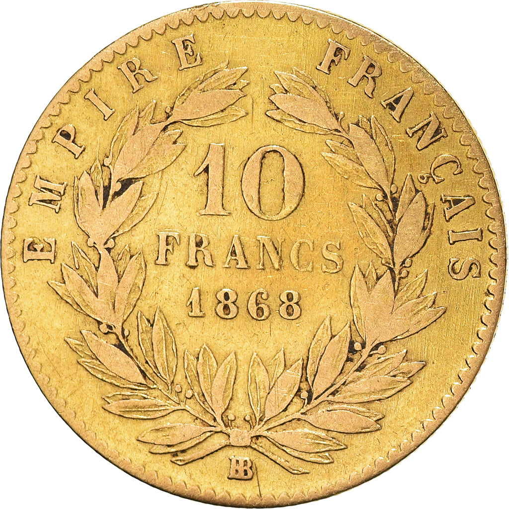 Munten, Frankrijk, Napoleon III, Napoléon III, 10 Francs, 1868, Strasbourg, ZF