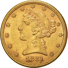 Münze, Vereinigte Staaten, Coronet Head, $5, Half Eagle, 1881, Philadelphia