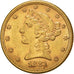 Moneta, USA, Coronet Head, $5, Half Eagle, 1881, Philadelphia, AU(50-53)