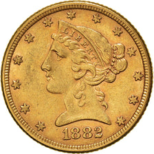 Münze, Vereinigte Staaten, Coronet Head, $5, Half Eagle, 1882, U.S. Mint