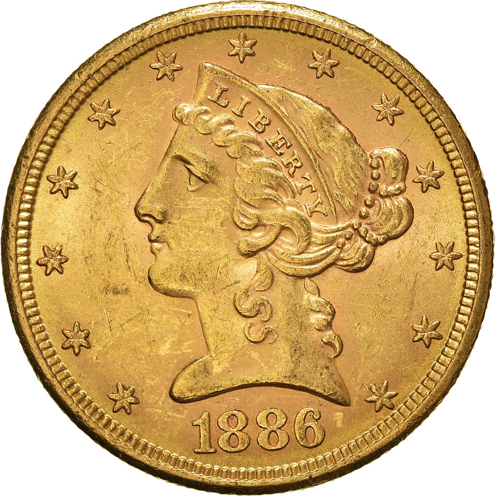 Münze, Vereinigte Staaten, Coronet Head, $5, Half Eagle, 1886, San Francisco