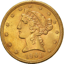 Münze, Vereinigte Staaten, Coronet Head, $5, Half Eagle, 1901, U.S. Mint, San