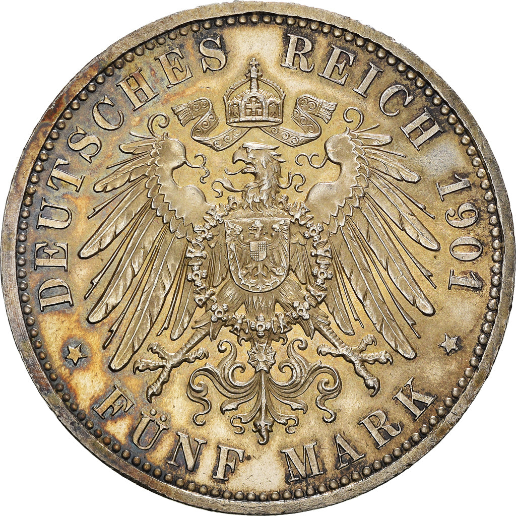 Coin, German States, PRUSSIA, Wilhelm II, 5 Mark, 1901, Berlin, MS(60-62)