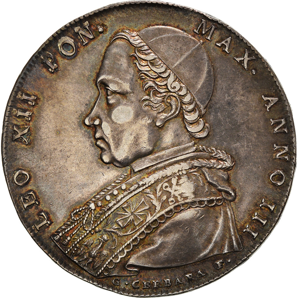 Moneta, STATI ITALIANI, PAPAL STATES, Leo XII, Scudo, 1825, Bologna, SPL-