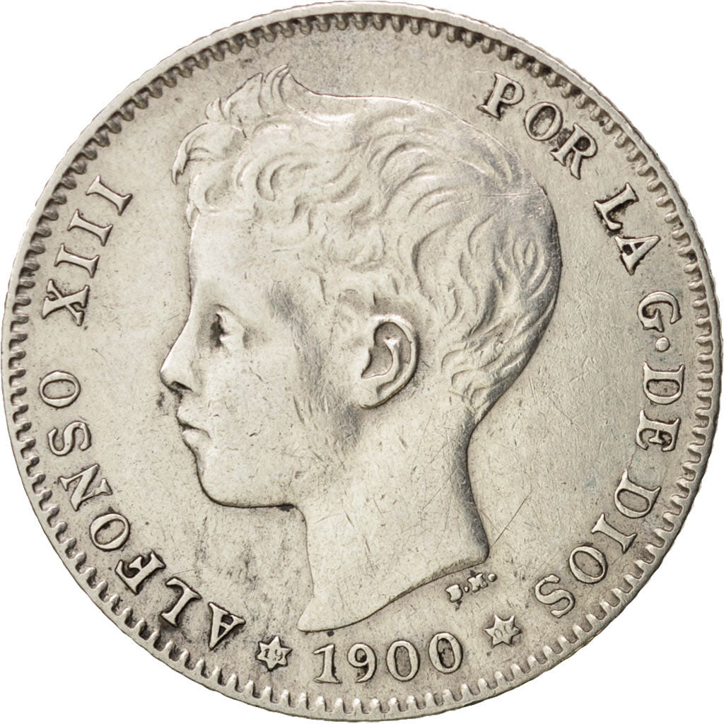 Moneta, Spagna, Alfonso XIII, Peseta, 1900, BB, Argento, KM:706