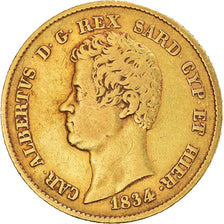 Moeda, ESTADOS ITALIANOS, SARDINIA, Carlo Alberto, 20 Lire, 1834, Torino