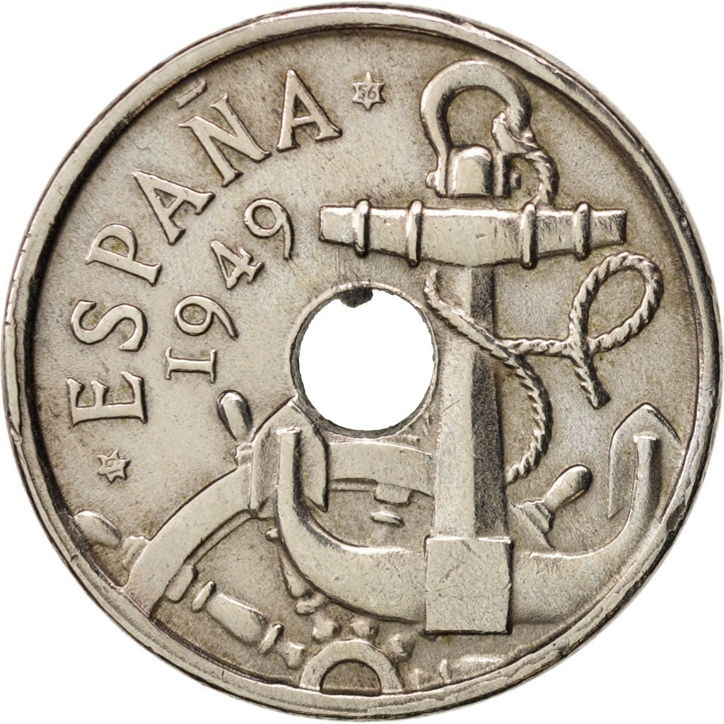 Spagna, Francisco Franco, caudillo, 50 Centimos, 1949, BB, Rame-nichel, KM:777