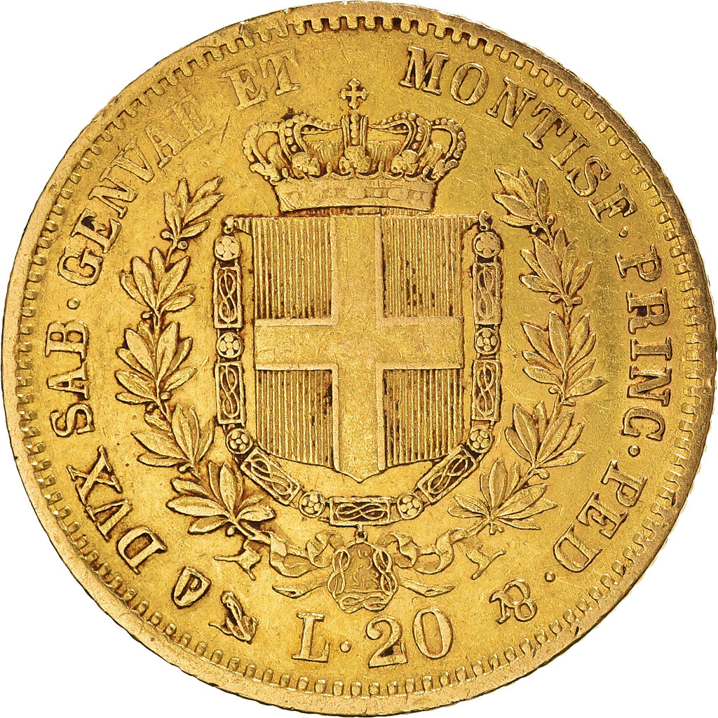 Coin, ITALIAN STATES, SARDINIA, Vittorio Emanuele II, 20 Lire, 1856, Genoa