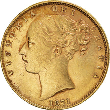 Moneta, Gran Bretagna, Victoria, Sovereign, 1871, London, BB, Oro, KM:736.2