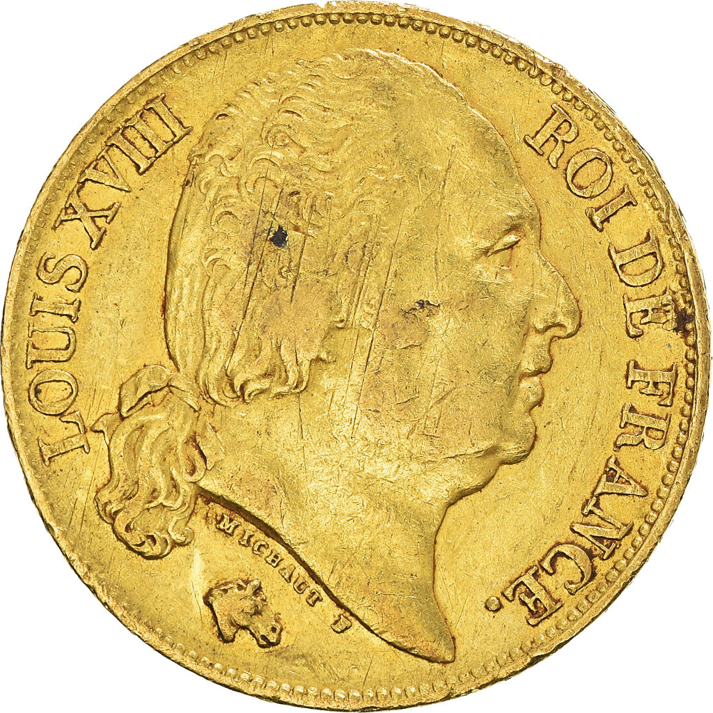 Münze, Frankreich, Louis XVIII, 20 Francs, 1817, Paris, SS, Gold, KM:712.1