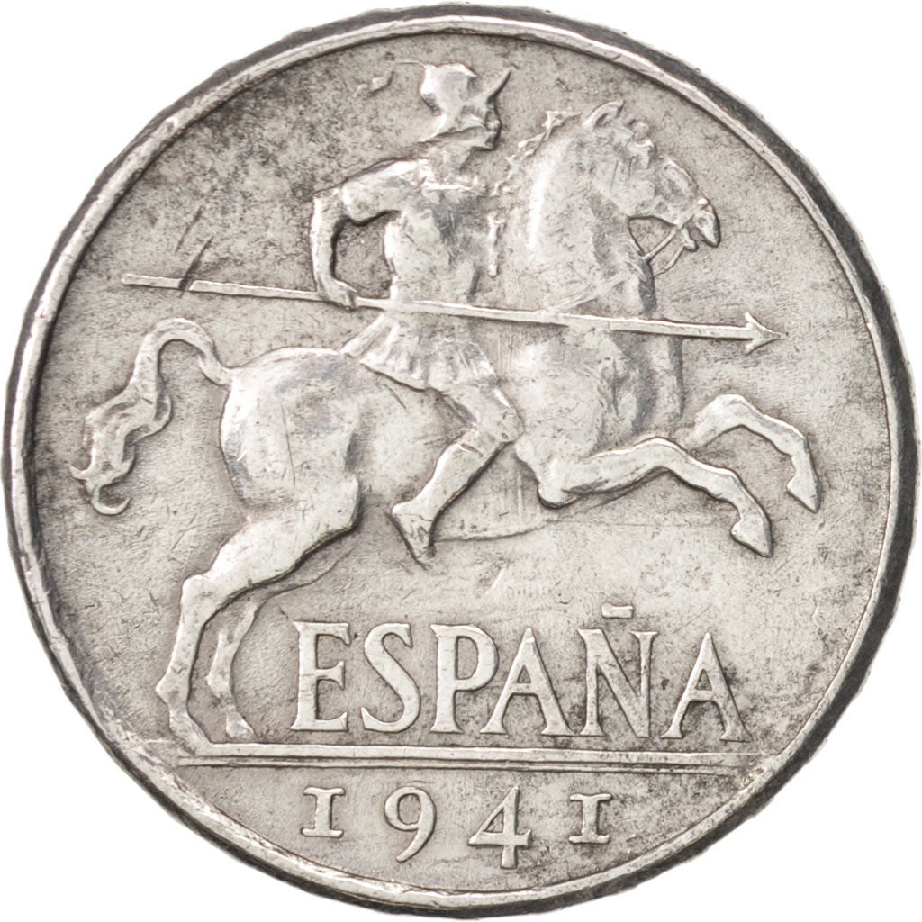 Spain, 10 Centimos, 1941, EF(40-45), Aluminum, KM:766