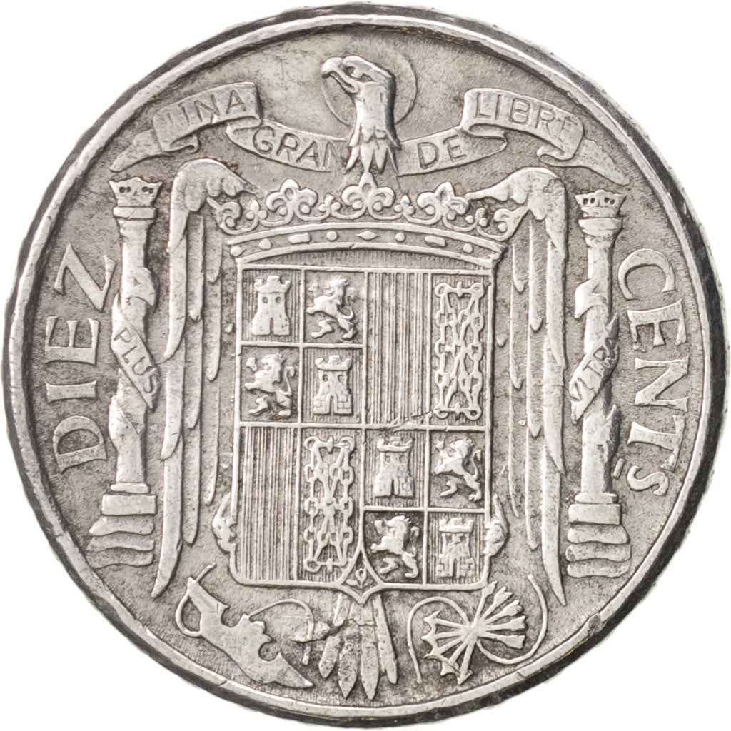 Spain, 10 Centimos, 1941, EF(40-45), Aluminum, KM:766