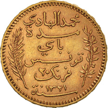 Coin, Tunisia, Muhammad al-Hadi Bey, 20 Francs, 1903, Paris, AU(50-53), Gold