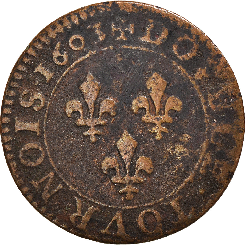 Münze, Frankreich, Henri IV, Double Tournois, 1603, Paris, S, Kupfer
