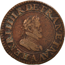 Coin, France, Henri IV, Double Tournois, 1608, Paris, EF(40-45), Copper