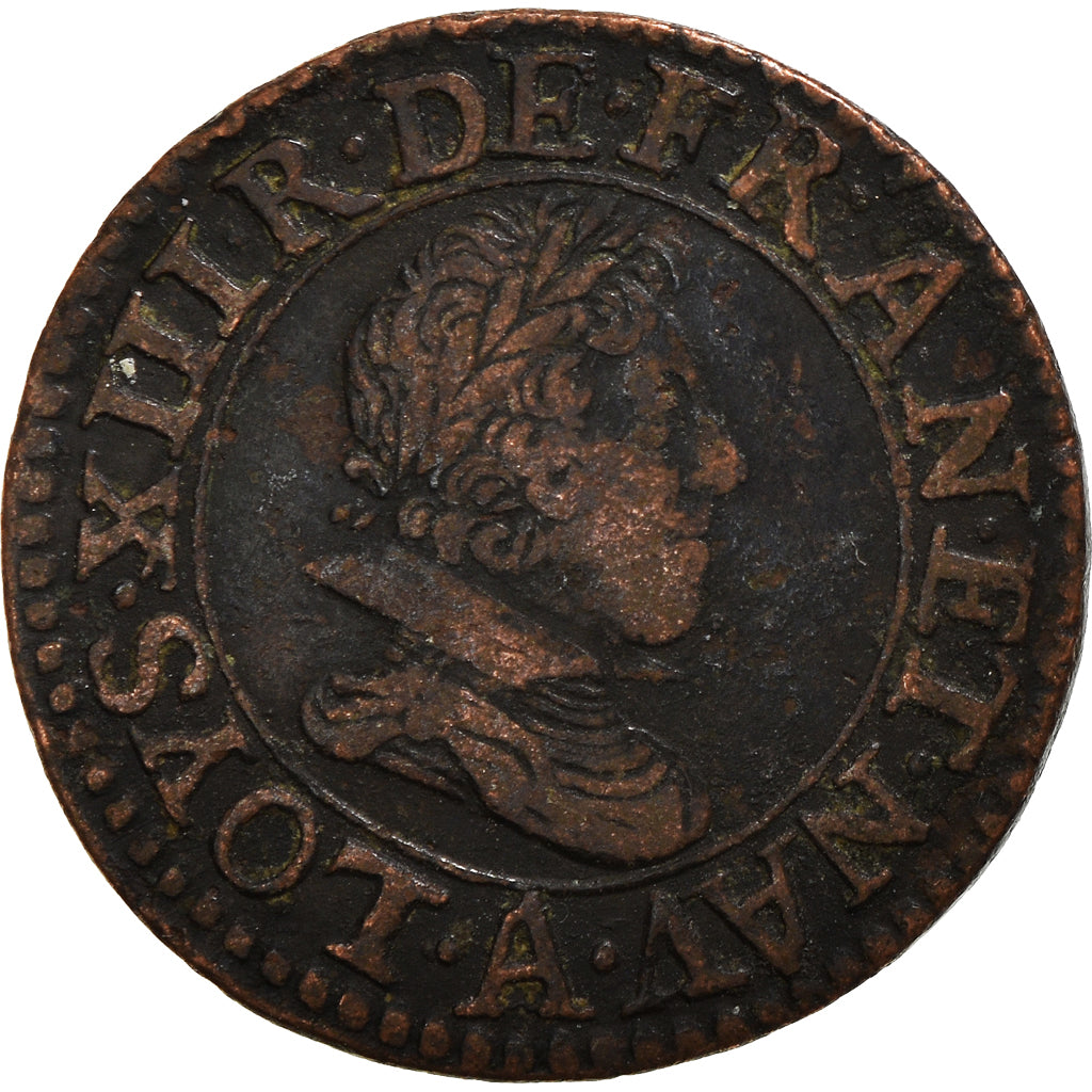 Monnaie, France, Louis XIII, Double tournois, buste juvénile, Double Tournois
