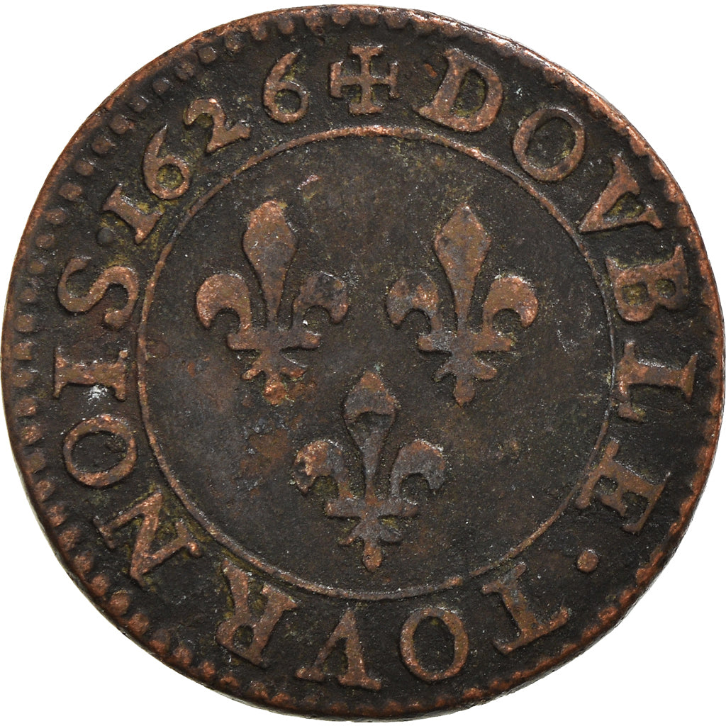 Monnaie, France, Louis XIII, Double tournois, buste juvénile, Double Tournois