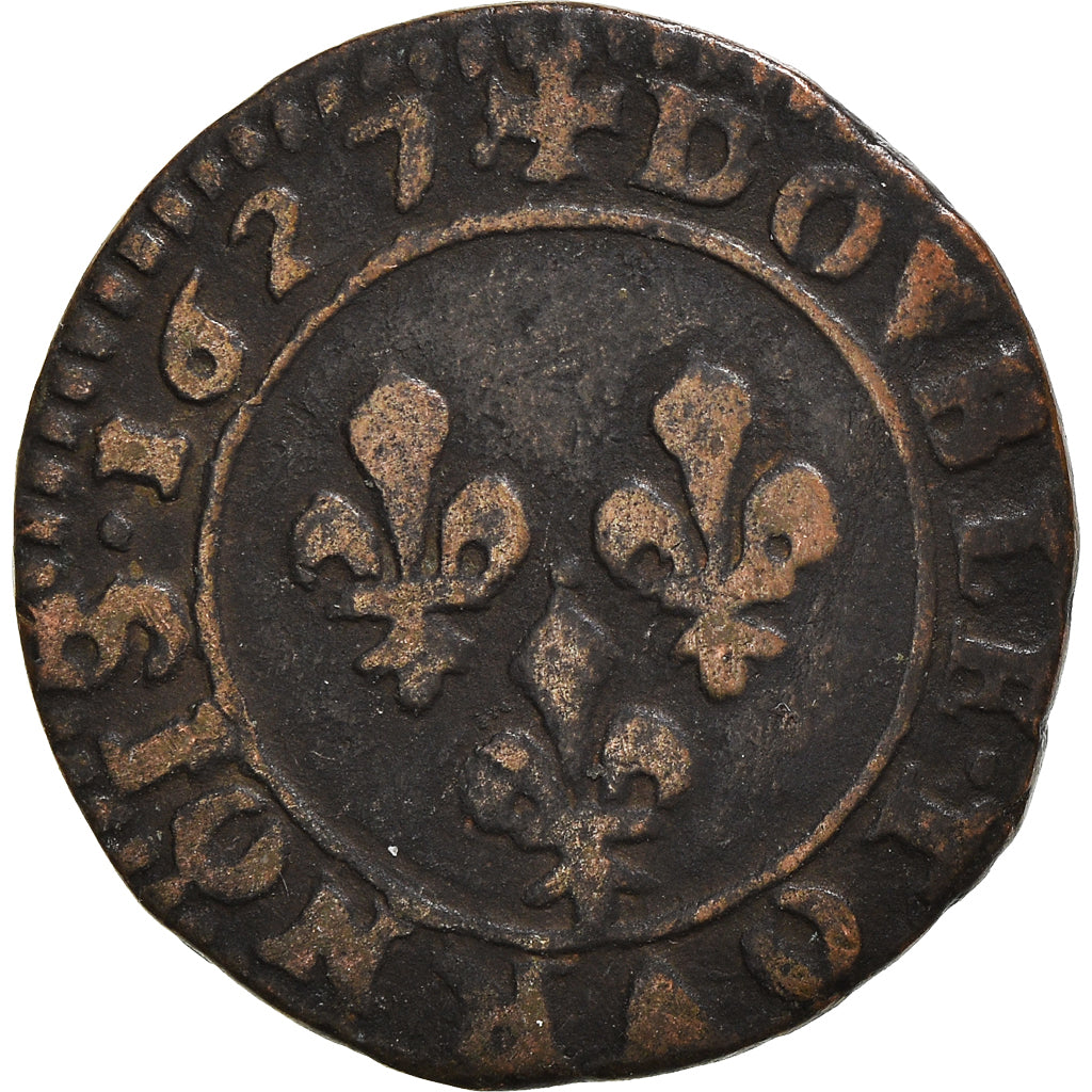 Moneta, Francja, Louis XIII, Double Tournois, 1627, St André Villeneuve les