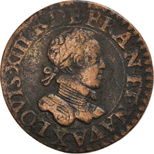 Coin, France, Louis XIII, Double Tournois, 1615, Amiens, VF(30-35), Copper