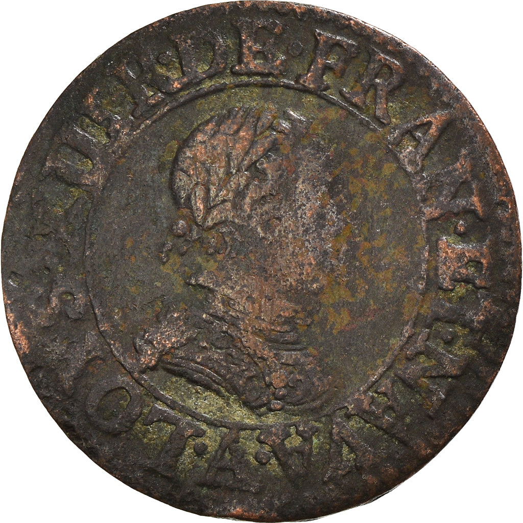 Coin, France, Louis XIII, Double Tournois, 1613, Paris, VF(30-35), Copper