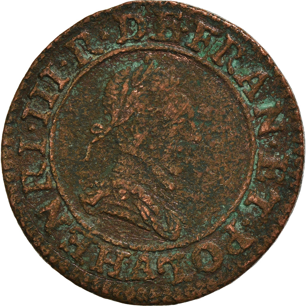 Moneta, Francia, Henri III, Double Tournois, Paris, MB+, Rame, Sombart:4072