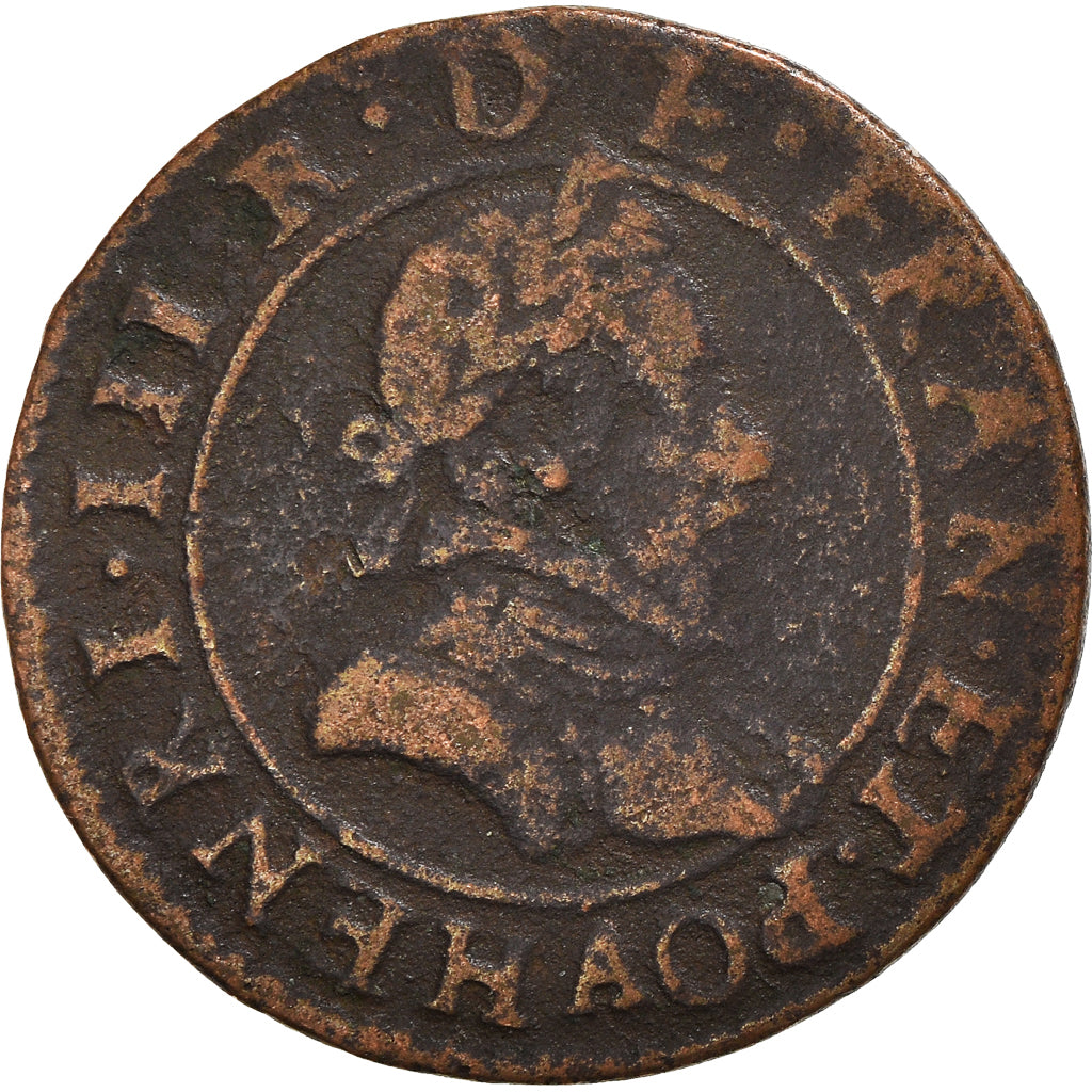 Coin, France, Henri III, Double Tournois, Paris, VF(30-35), Copper, Sombart:4072