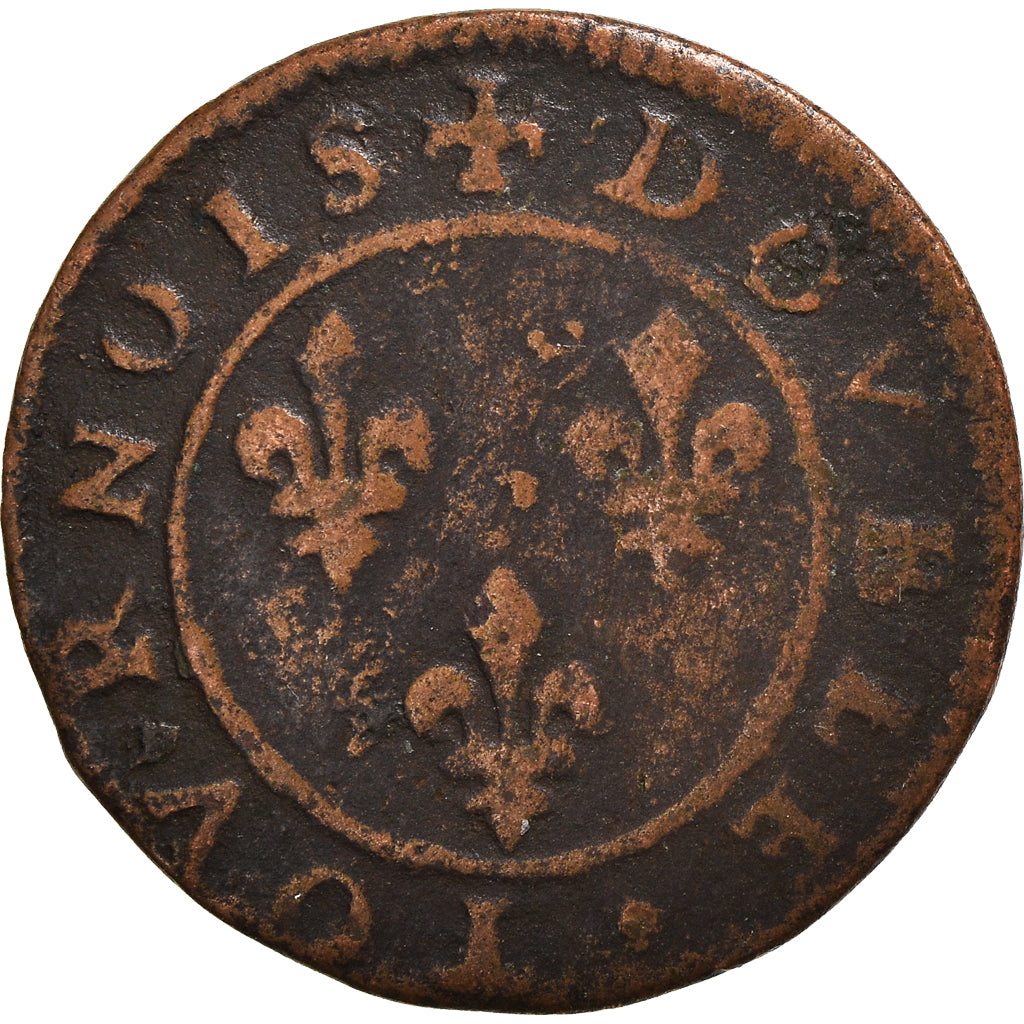 Coin, France, Henri III, Double Tournois, Paris, VF(30-35), Copper, Sombart:4072