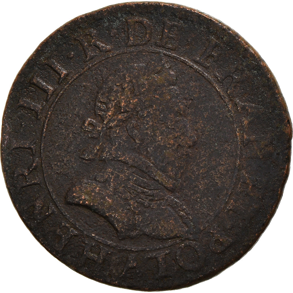 Moneta, Francia, Henri III, Double Tournois, 1584, Paris, MB+, Rame, CGKL:84