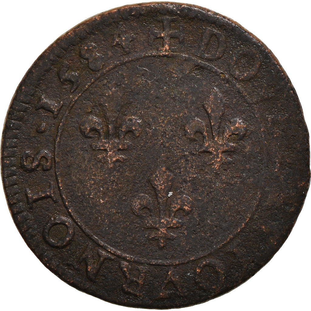 Moneta, Francia, Henri III, Double Tournois, 1584, Paris, MB+, Rame, CGKL:84