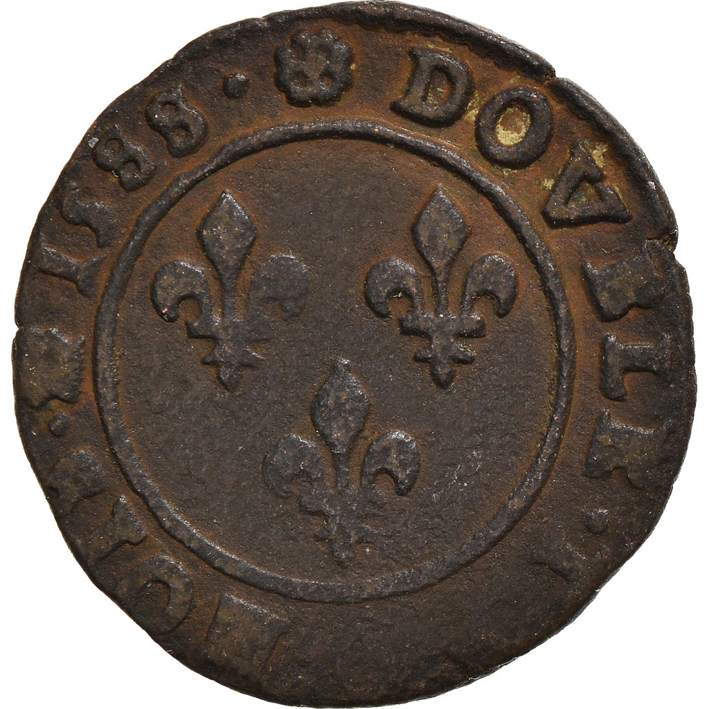 Monnaie, Régions françaises, Henri III, Double Tournois, 1588, Paris, TB