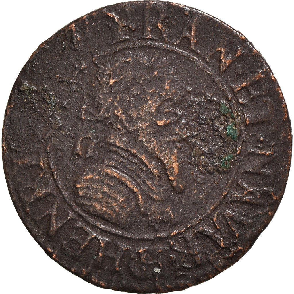 Moneta, Francia, Henri IV, Double Tournois, 1592, Châlons-Sur-Marne, MB, Rame