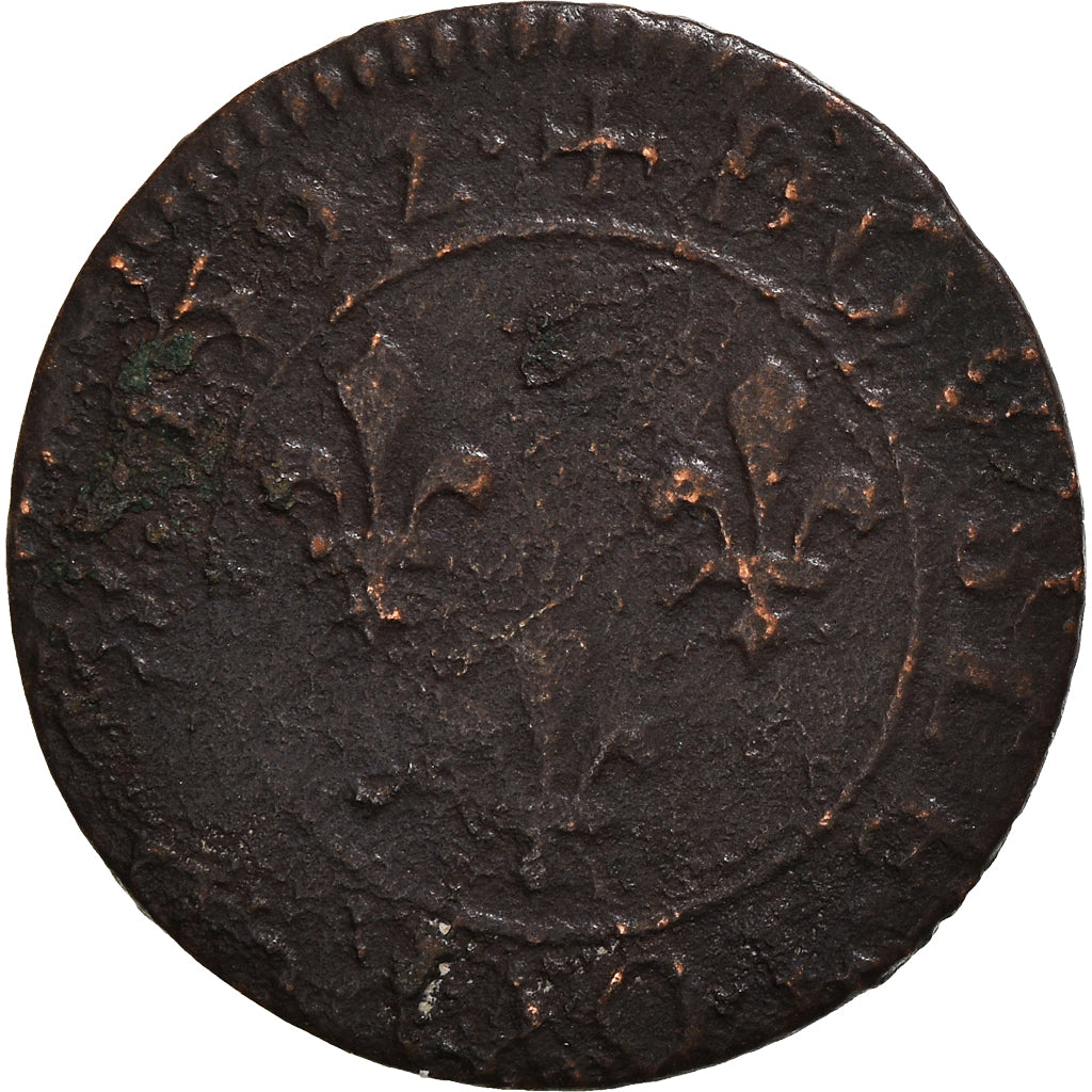 Moneta, Francia, Henri IV, Double Tournois, 1592, Châlons-Sur-Marne, MB, Rame