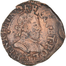 Monnaie, France, Henri III, Double Tournois, 1584, Nantes, TTB, Cuivre, CGKL:74