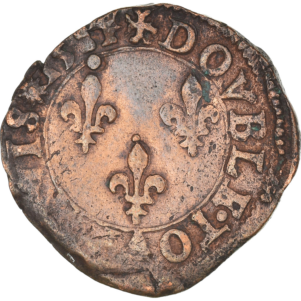 Monnaie, France, Henri III, Double Tournois, 1584, Nantes, TTB, Cuivre, CGKL:74