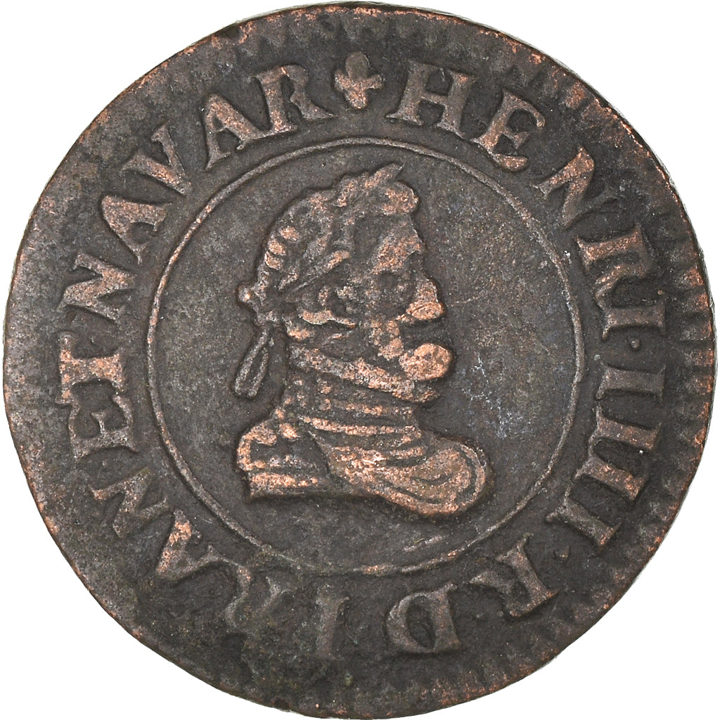 Münze, Frankreich, Henri IV, Denier Tournois, 1608, Lyon, SS, Kupfer