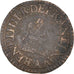 Moneta, Francia, Henri IV, Denier Tournois, 1608, Paris, MB+, Rame, Sombart:4186