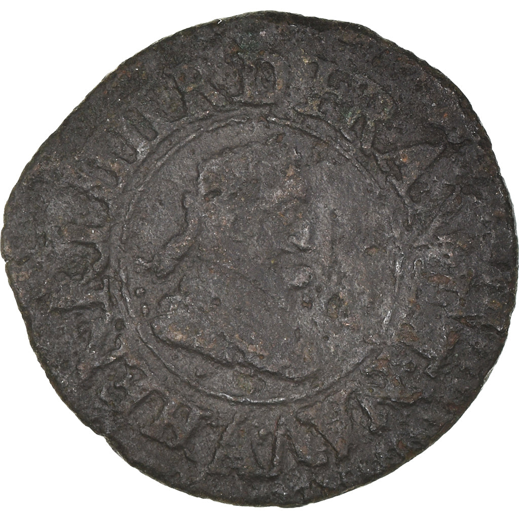 Coin, France, Henri IV, Denier Tournois, 1607, Paris, VF(20-25), Copper