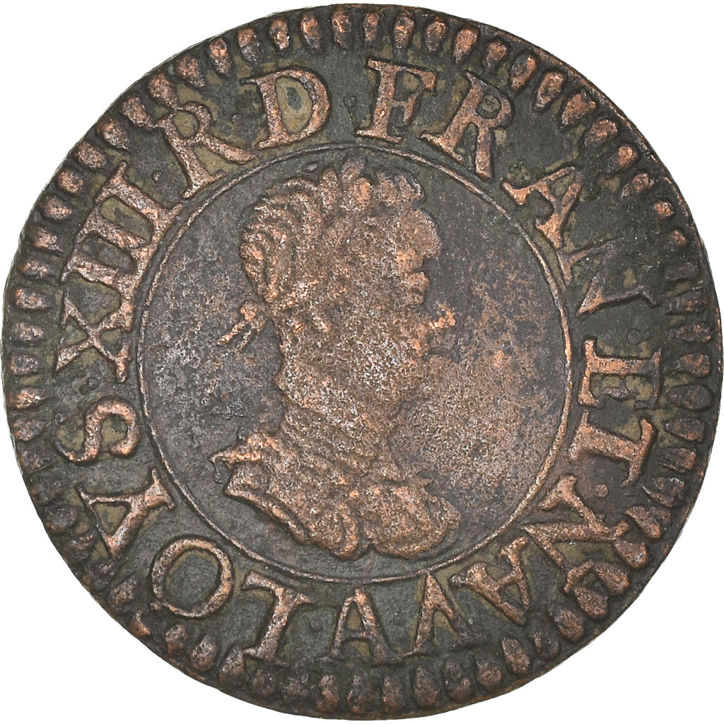 Monnaie, France, Louis XIII, Denier tournois, buste enfantin « petite