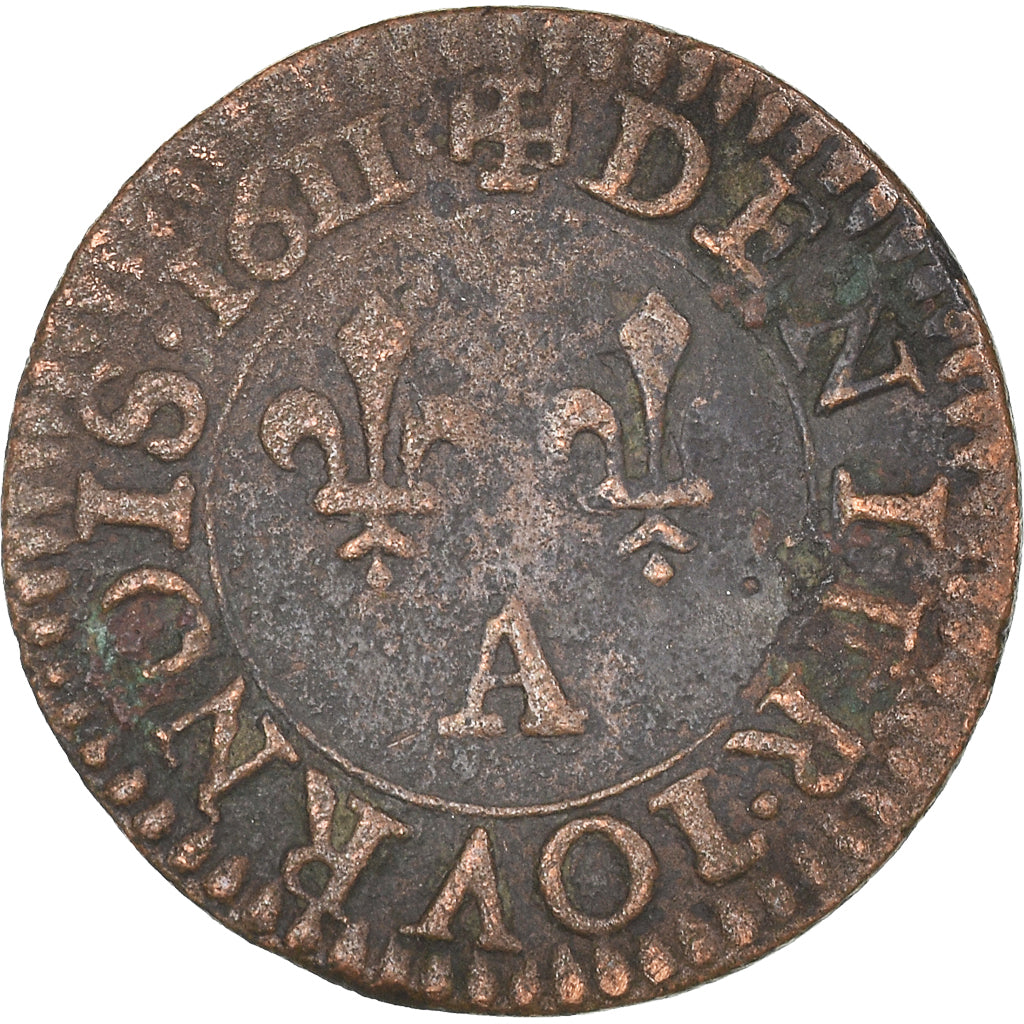 Monnaie, France, Louis XIII, Denier tournois, buste enfantin « petite