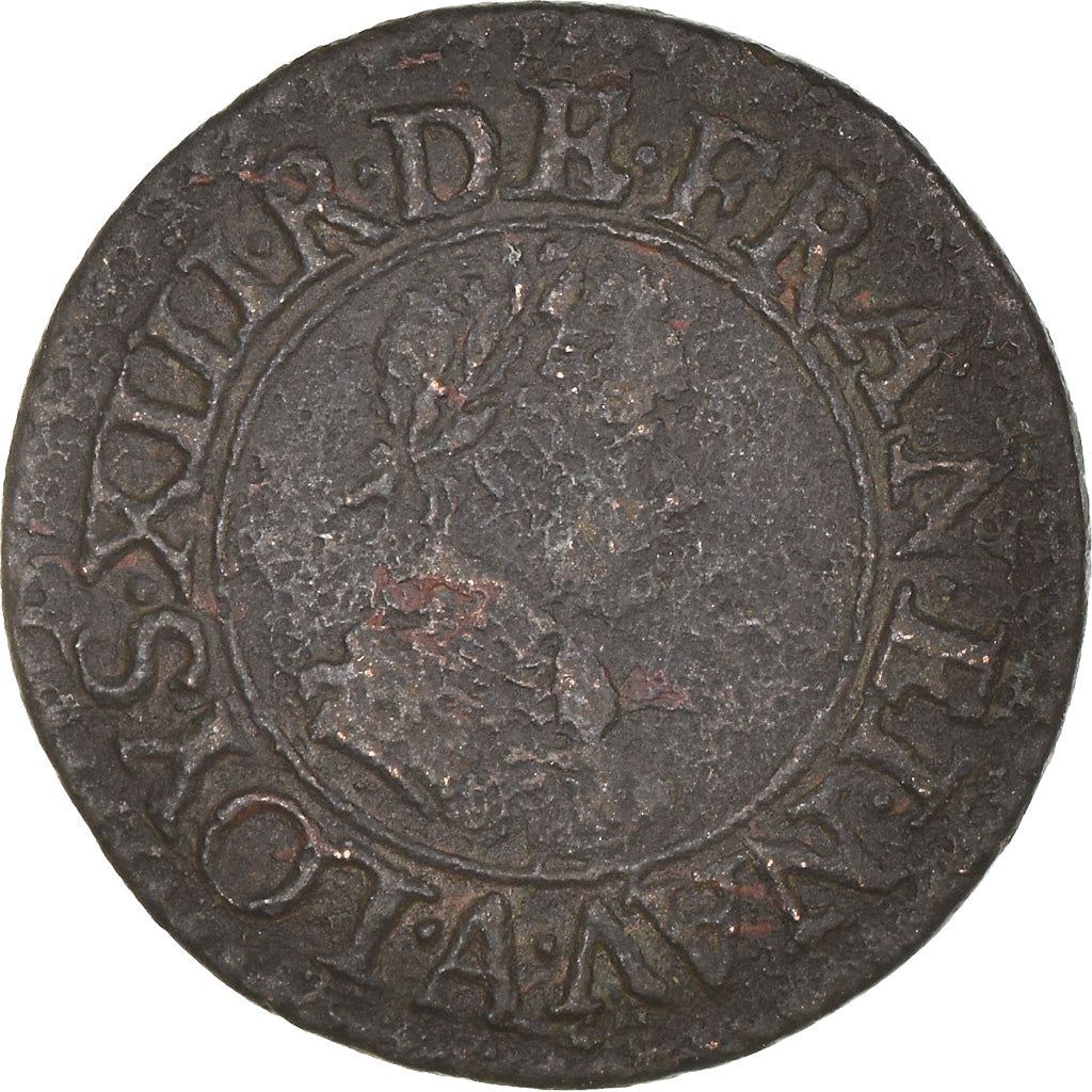 Monnaie, France, Louis XIII, Denier tournois, buste enfantin « petite