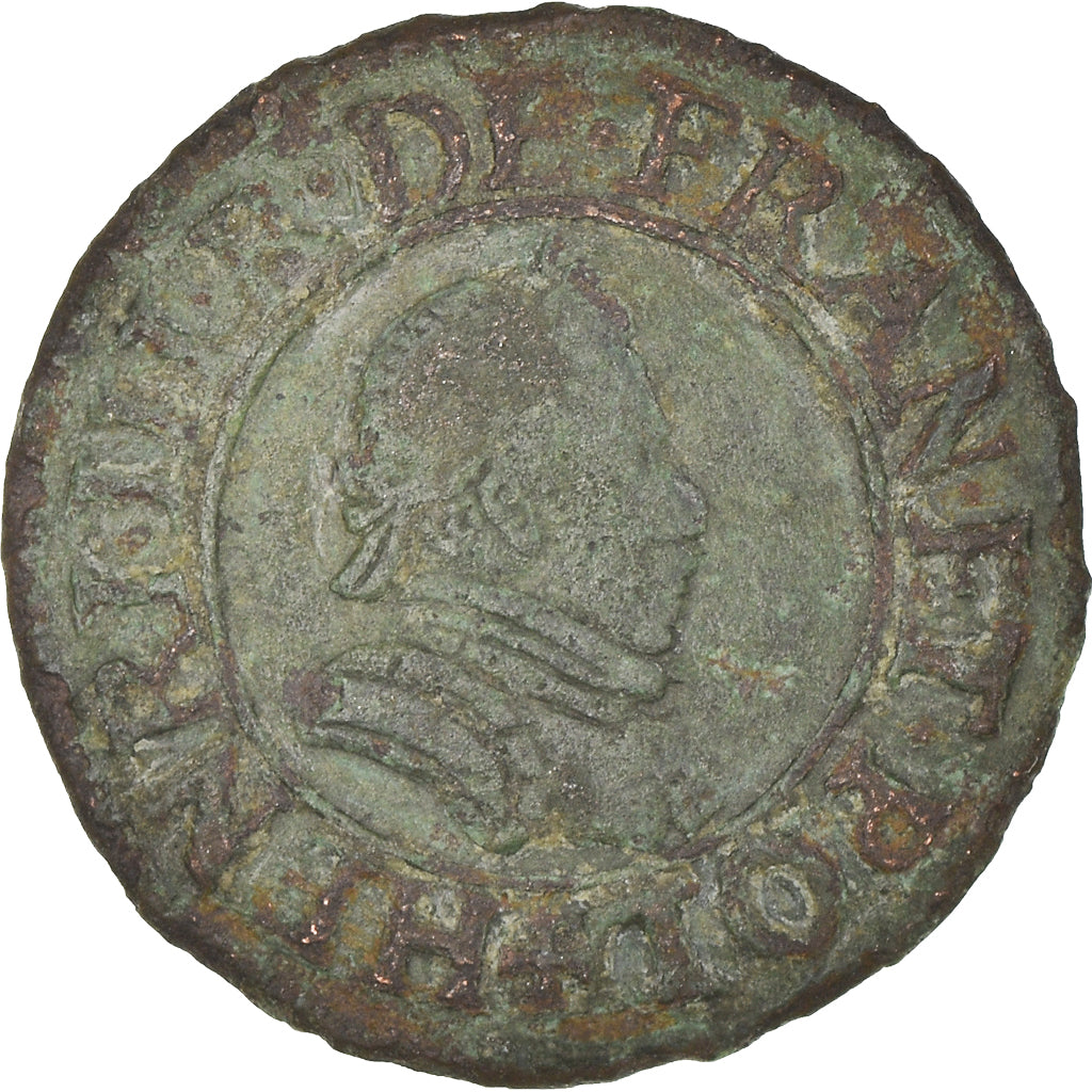 Moneta, Francia, Henri III, Denier Tournois, 1583, Paris, MB+, Rame
