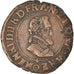 Moneda, Francia, Henri IV, Double Tournois, 1594, Clermont, MBC, Cobre, CGKL:174