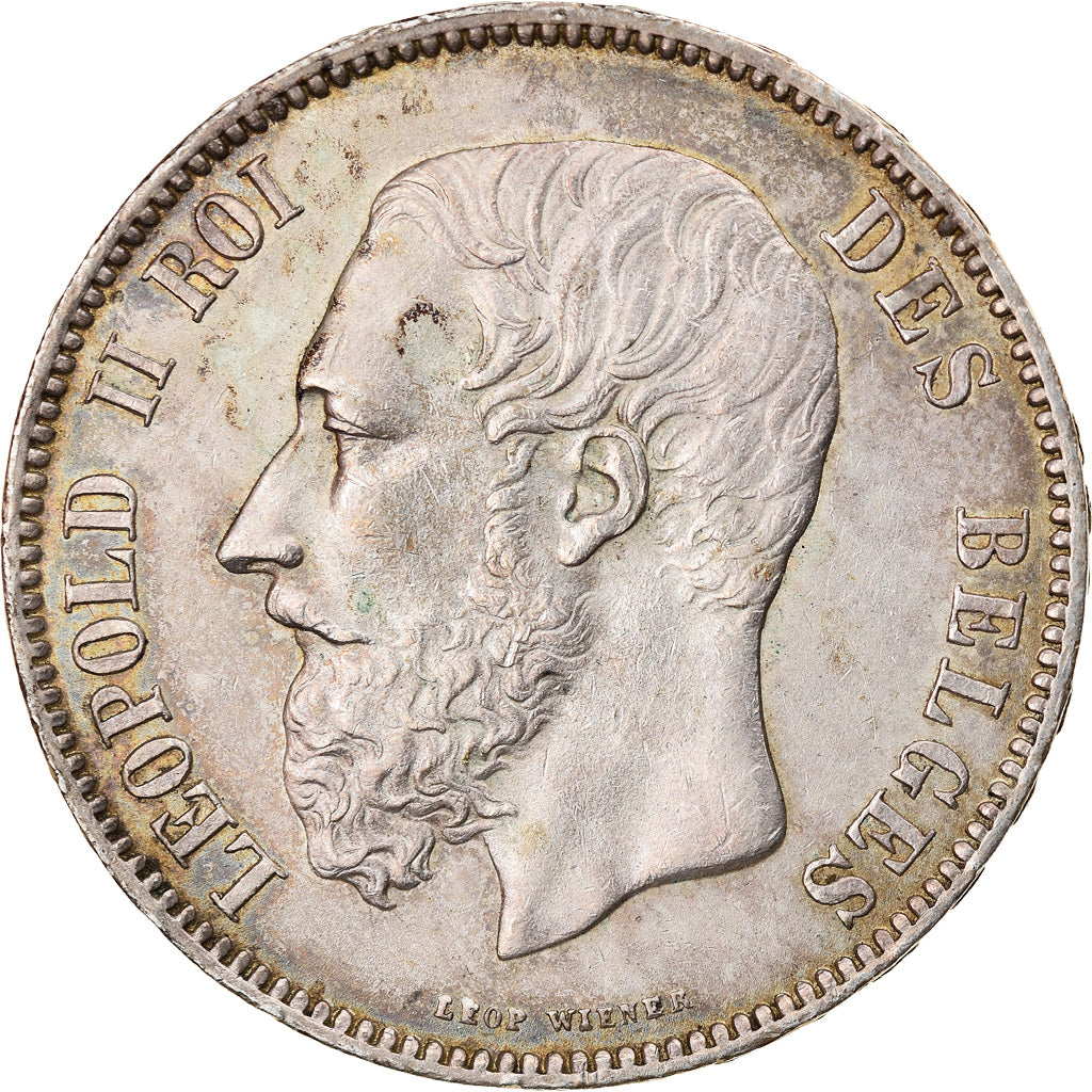 Coin, Belgium, Leopold II, 5 Francs, 5 Frank, 1876, AU(50-53), Silver, KM:24
