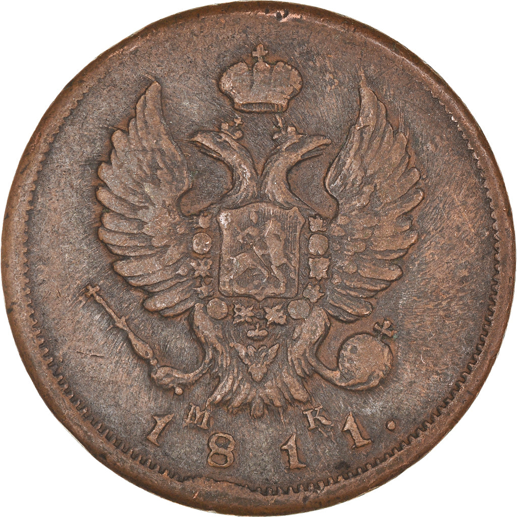 Coin, Russia, Alexander I, 2 Kopeks, 1811, Saint-Petersburg, EF(40-45), Copper