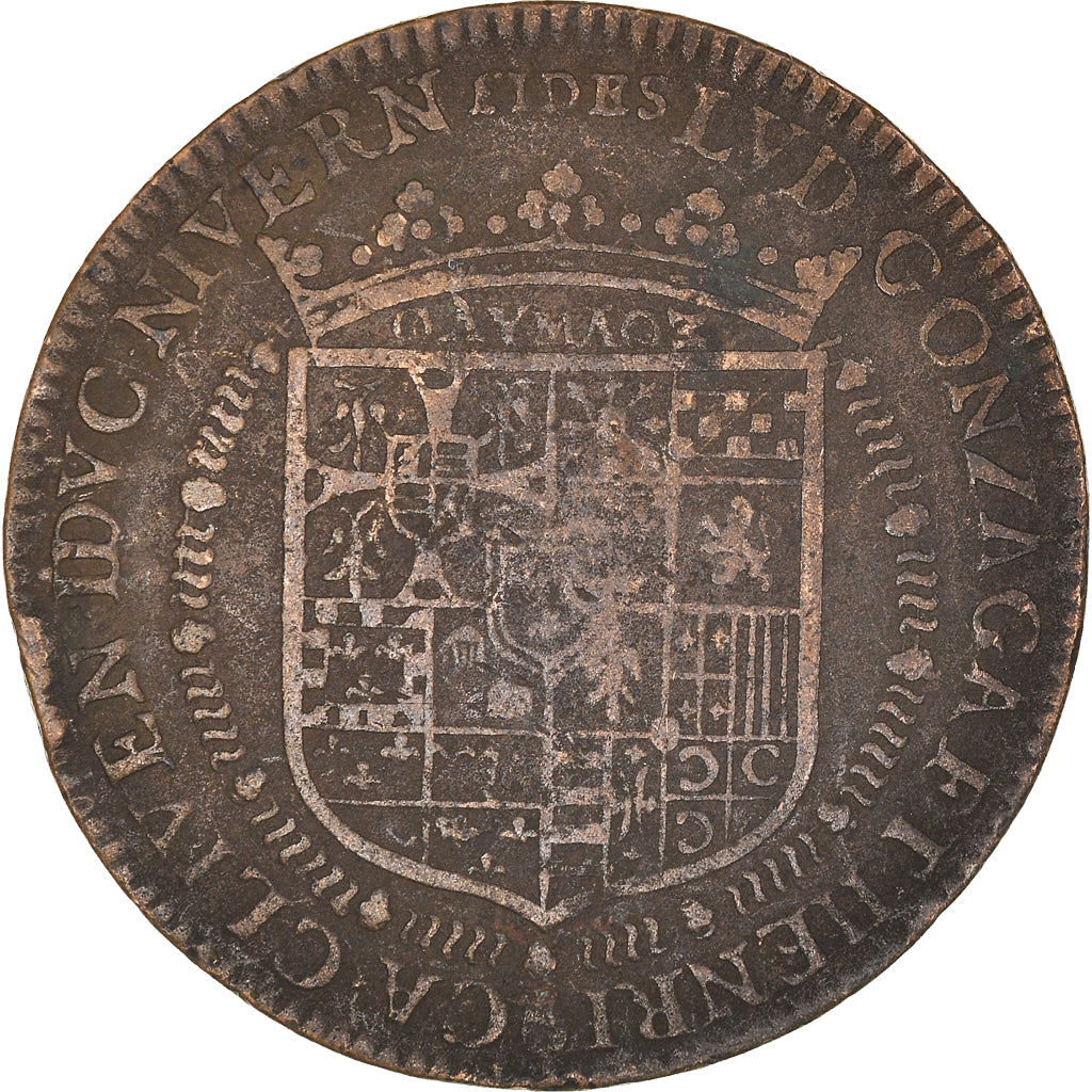 France, Jeton, Louis de Gonzague et Henriette de Clèves, 1651, TB+, Cuivre