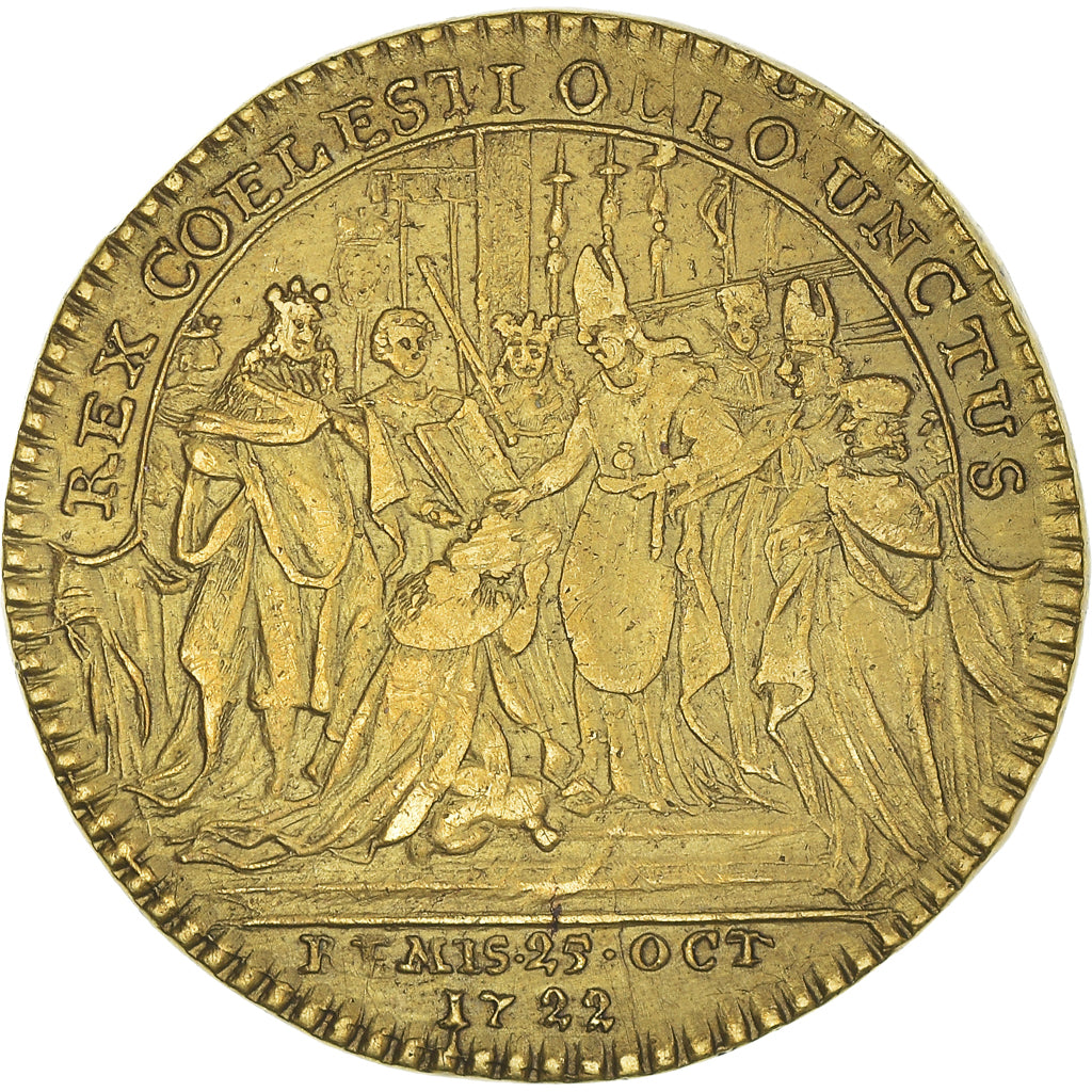 France, Token, Royal, Louis XV, Sacre de Reims, 1722, EF(40-45), Brass