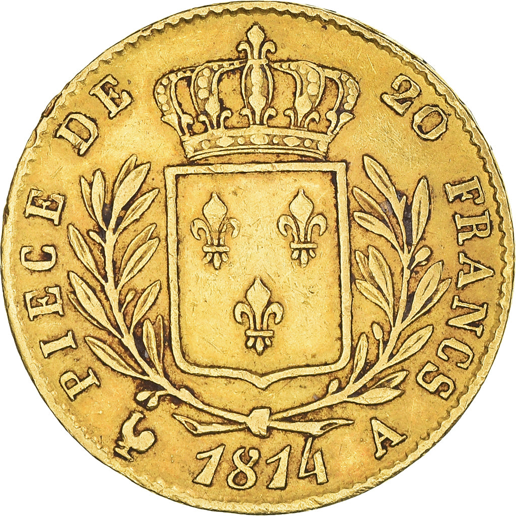 Coin, France, Louis XVIII, Louis XVIII, 20 Francs, 1814, Paris, EF(40-45), Gold